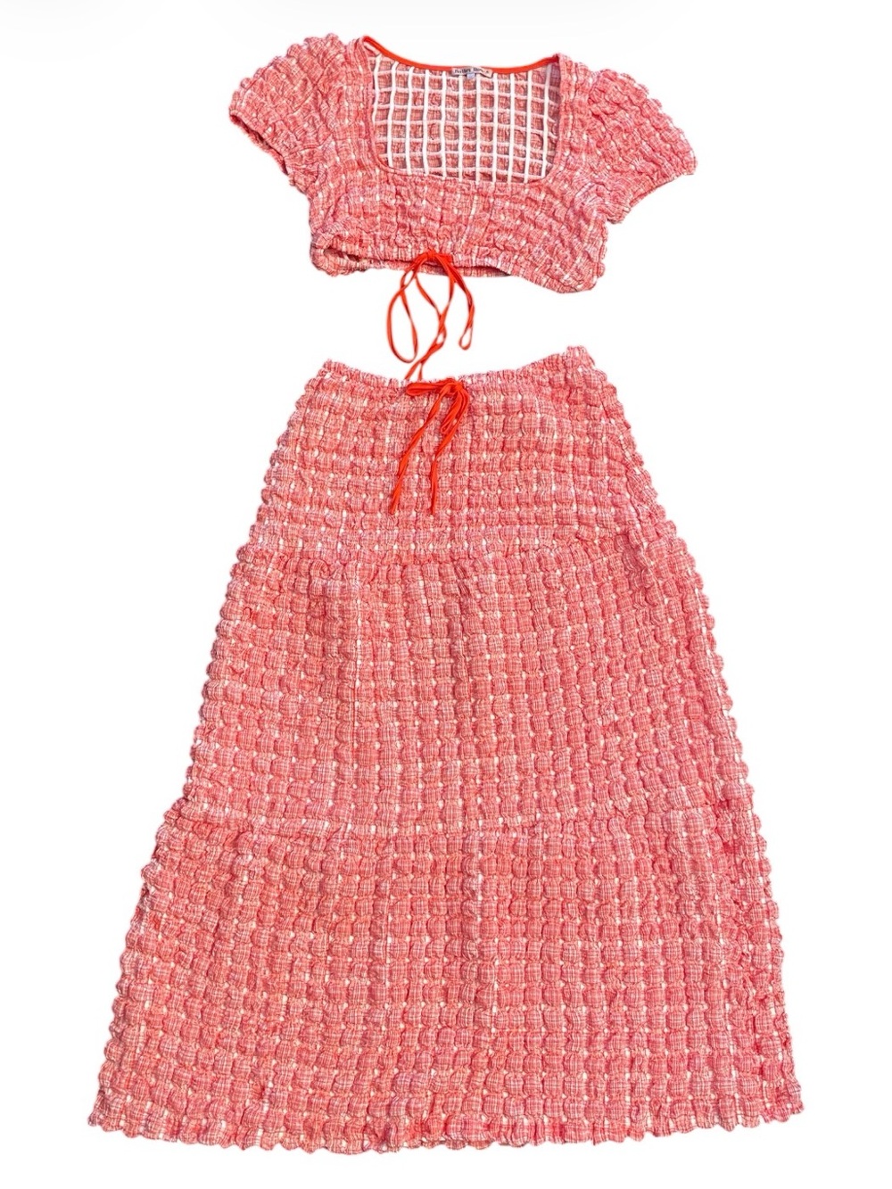 Bailey Rose Textured Bubble Two Piece Set in Red and White 70s Picnic Plaid | S - Picture 2 of 4